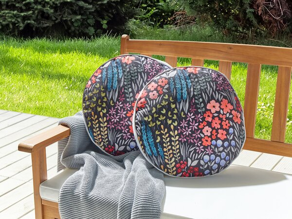 Sada 2 venkovních polštářů CASTELARO Květinový vzor 40 x 40 cm Pestrá