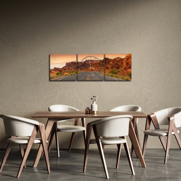 Obraz cesty a skal (s hodinami) (90x30 cm)