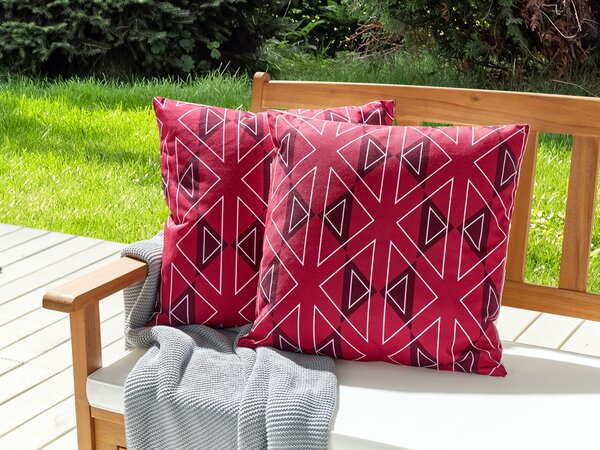 Sada 2 venkovních polštářů MEZZANO Geometrický vzor 45 x 45 cm Růžová