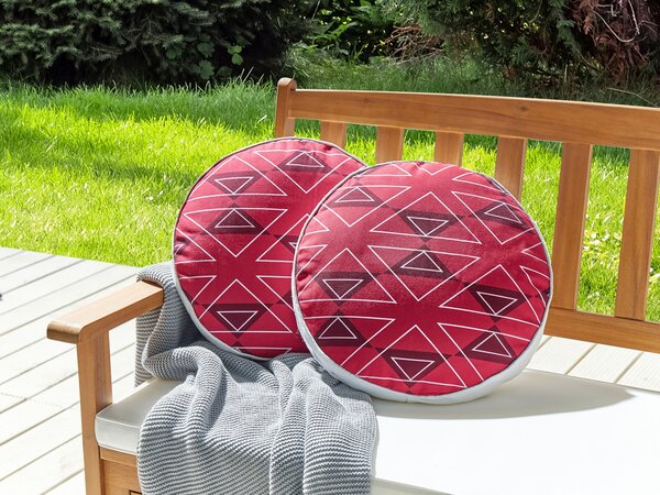 Sada 2 venkovních polštářů MEZZANO Geometrický vzor 40 x 40 cm Růžová