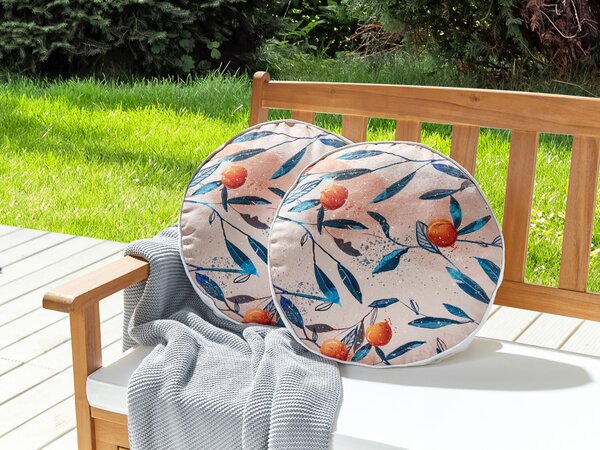 Sada 2 venkovních polštářů PIALPETTA Rostlinný vzor 40 x 40 cm Oranžová
