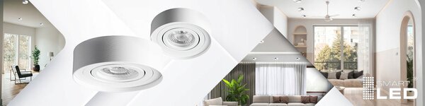 Bílé zápustné stropní svítidlo GU10, nastavitelné, Ø 94 mm
