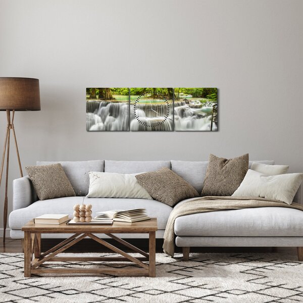 Obraz vodopádů (s hodinami) (90x30 cm)