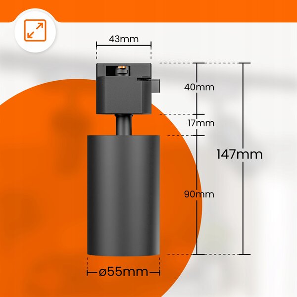 Lištové bodové svítidlo GU10, délka 93 mm