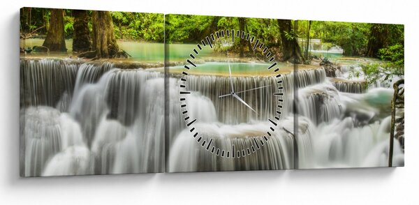 Obraz vodopádů (s hodinami) (90x30 cm)