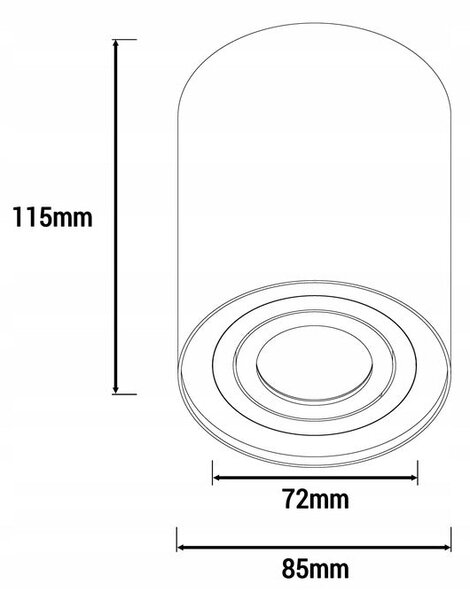 Černé přisazené bodové svítidlo GU10, nastavitelné, Ø 85 mm
