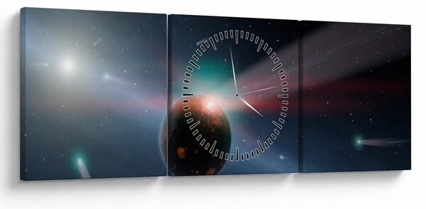 Obraz planetky (s hodinami) (90x30 cm)