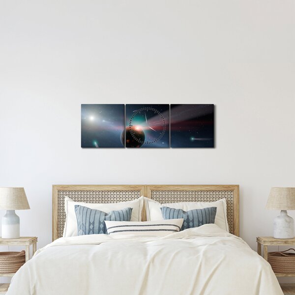 Obraz planetky (s hodinami) (90x30 cm)