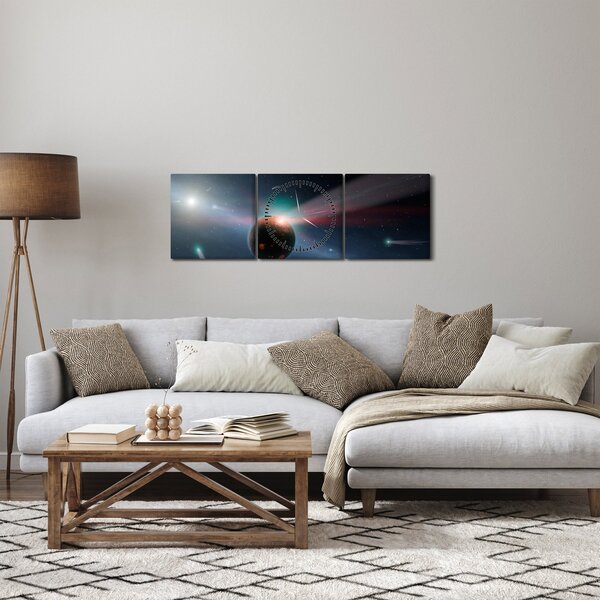 Obraz planetky (s hodinami) (90x30 cm)