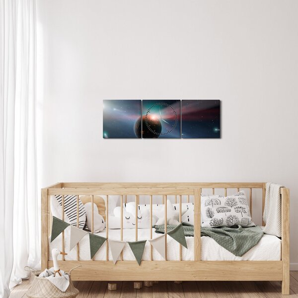 Obraz planetky (s hodinami) (90x30 cm)