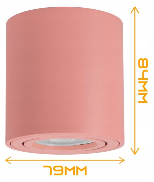 Růžové přisazené bodové svítidlo GU10, Ø 79 mm