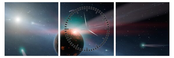 Obraz planetky (s hodinami) (90x30 cm)