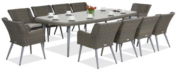 Exkluzivní jídelní set s velkým stolem Cordoba pro 10 osob Garden Point šedý