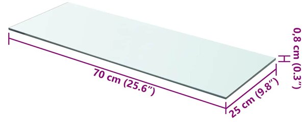 Policová deska sklo čiré 70x25 cm 243830