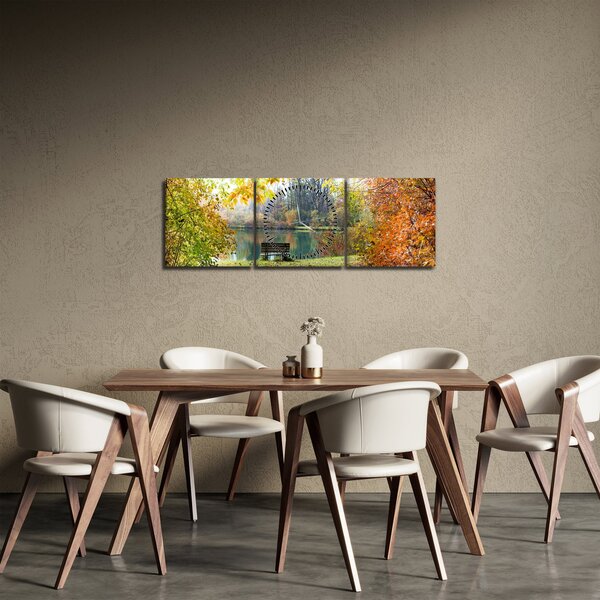 Obraz rybníka (s hodinami) (90x30 cm)