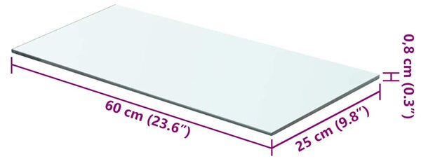 Policová deska sklo čiré 60x25 cm 243825