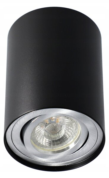 Černostříbrné přisazené bodové svítidlo GU10, Ø 84 mm