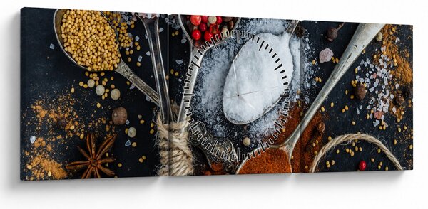 Obraz koření (s hodinami) (90x30 cm)