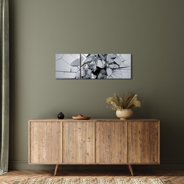 Obraz abstrakce 3D (s hodinami) (90x30 cm)