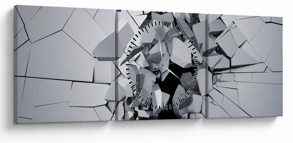 Obraz abstrakce 3D (s hodinami) (90x30 cm)