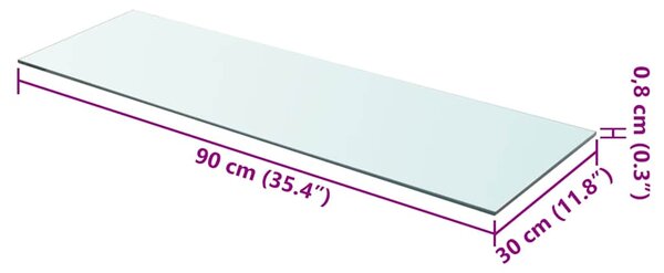 Policová deska sklo čiré 90x30 cm 243841