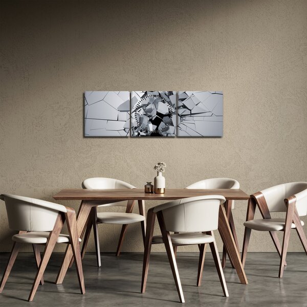 Obraz abstrakce 3D (s hodinami) (90x30 cm)