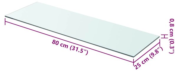 Policová deska sklo čiré 80x25 cm 243835
