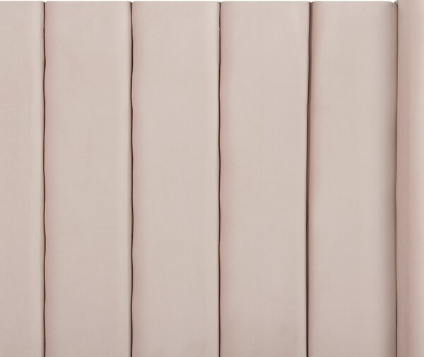 Postel s úložnou lavicí Umělý samet NOYERS 180 x 200 cm Pastelově růžová