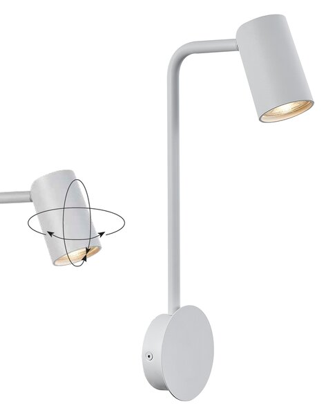 Mantra 7523 Sal, bílé nástěnné svítidlo k posteli s otočnou hlavou 1xGU10, výška 38,3cm