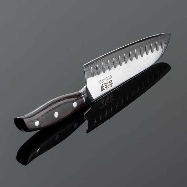 Gudaro - Damaškový Santoku kuchyňský nůž SHIRO 7", 67 vrstev oceli,délka 17,5cm