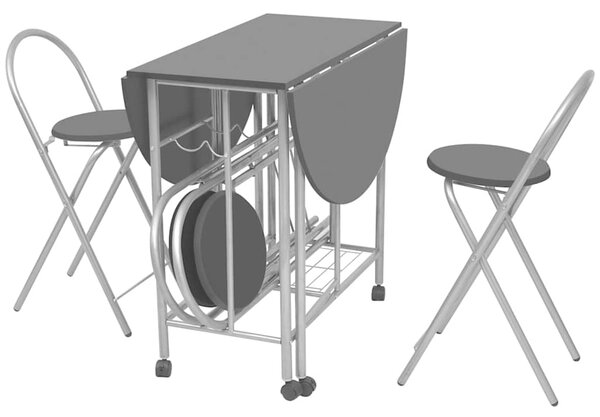Pětidílný jídelní set skládací, MDF černý 243902