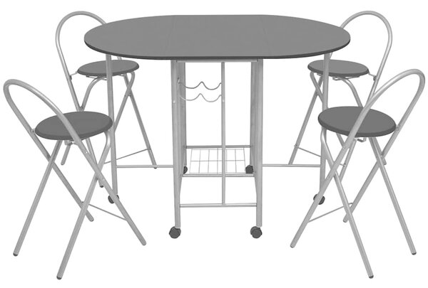 Pětidílný jídelní set skládací, MDF černý 243902