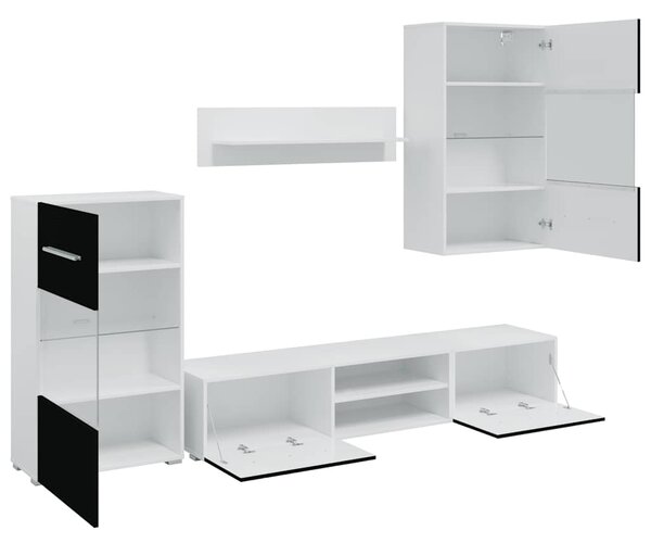 Pětidílná obývací stěna s LED osvětlením černá 243864