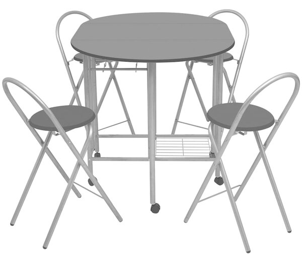Pětidílný jídelní set skládací, MDF černý 243902