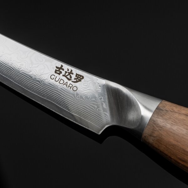 Gudaro - Damaškový univerzální kuchyňský nůž TAKUMI 5", délka 12,5 cm,ořech
