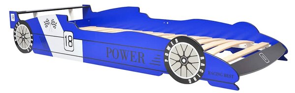 Dětská LED postel závodní auto, 90x200 cm, modrá 243937