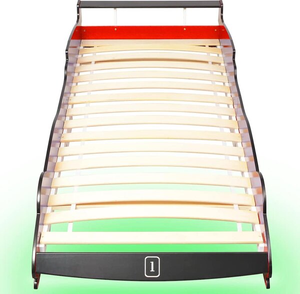 Dětská LED postel závodní auto, 90x200 cm, červená 243936