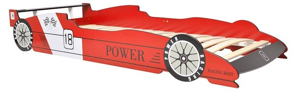 Dětská LED postel závodní auto, 90x200 cm, červená 243936