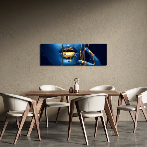 Obraz lidského obličeje (s hodinami) (90x30 cm)