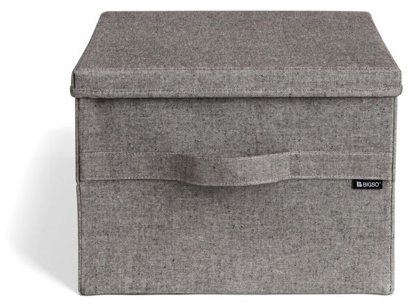 Šedý látkový úložný box s víkem 36x46x25 cm Soft Storage Large – Bigso