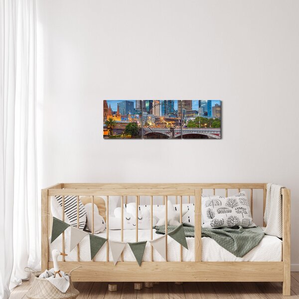 Obraz města Melbourne (s hodinami) (90x30 cm)