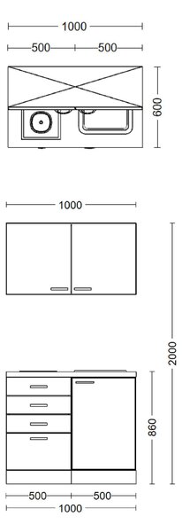 MINIKUCHYNĚ NEPAL 100 100 cm FlexWell - Online Only kuchyňské linky, Online Only
