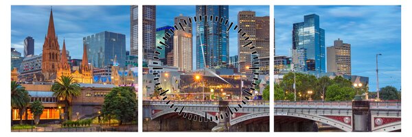 Obraz města Melbourne (s hodinami) (90x30 cm)