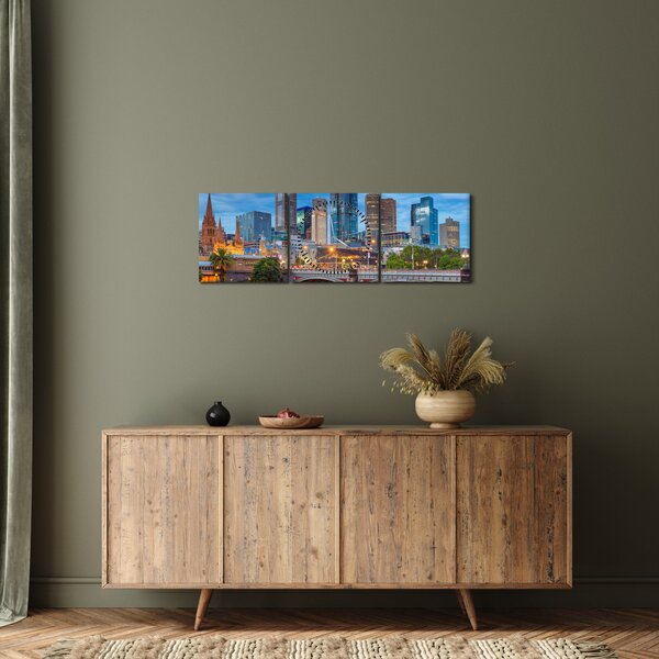 Obraz města Melbourne (s hodinami) (90x30 cm)