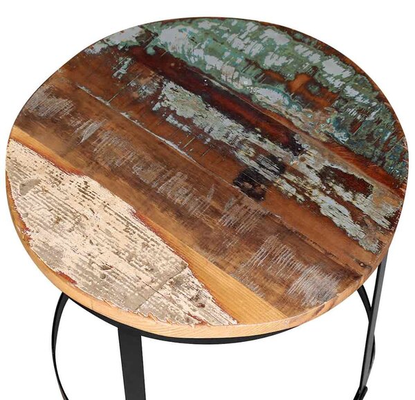2 konferenční stolky masivní recyklované dřevo kulaté 40cm/50cm 244007