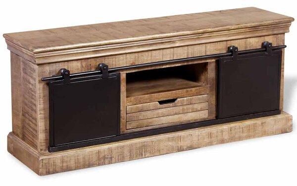 TV stolek s 2 posuvnými dvířky mangovníkové dřevo 110x30x45 cm 244019