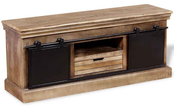 TV stolek s 2 posuvnými dvířky mangovníkové dřevo 110x30x45 cm 244019