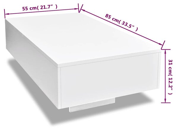 Konferenční stolek s vysokým leskem bílý 244022