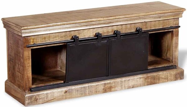 TV stolek s 2 posuvnými dvířky mangovníkové dřevo 110x30x45 cm 244019