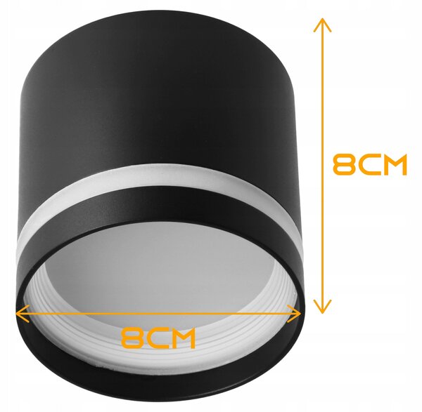 Černé přisazené bodové svítidlo GX53, Ø 80 mm